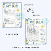 All About My Father Questions - Kid Printable Activity