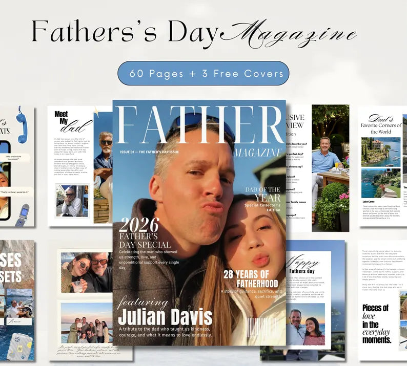 Personalized Dad Magazine Template – Canva Template – Father's Day Magazine