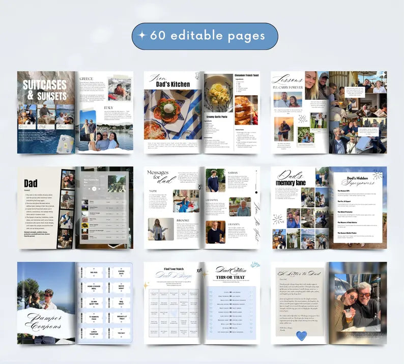 Personalized Dad Magazine Template – Canva Template – Father's Day Magazine